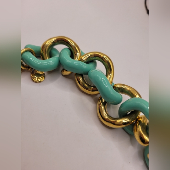 J. Crew Gold Aqua Enamel Bracelet - Picture 3 of 3